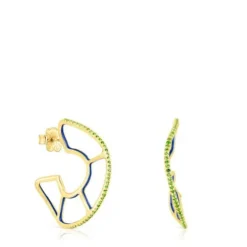 Silver vermeil Gregal hoop earrings with chrome diopside