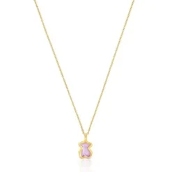 Silver vermeil Gregal lilac bear necklace