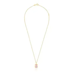 Silver vermeil Gregal lilac bear necklace