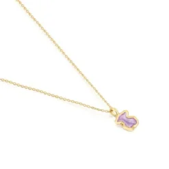 Silver vermeil Gregal lilac bear necklace