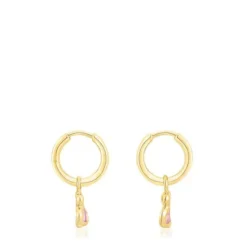 Silver vermeil Gregal pink bear hoop earrings