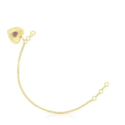 Silver vermeil heart Bracelet with rhodolite Iris Motif