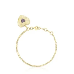 Silver vermeil heart Bracelet with rhodolite Iris Motif