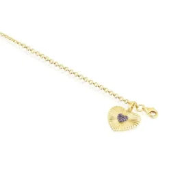 Silver vermeil heart Bracelet with rhodolite Iris Motif