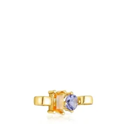 Silver vermeil Hold Pendant with iolite and citrine