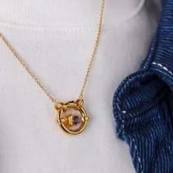 Silver vermeil Hold Pendant with iolite and citrine