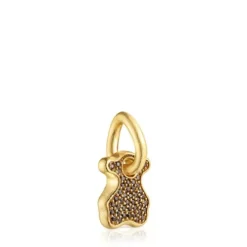 Silver vermeil Luah bear Pendant with quartz