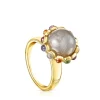 Silver vermeil Magic Nature Ring with labradorite and gemstones