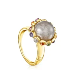 Silver vermeil Magic Nature Ring with labradorite and gemstones