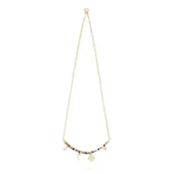Silver vermeil Magic Nature Necklace with four charms and gemstones