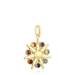 Silver Vermeil Magic Nature sun Pendant with gemstones