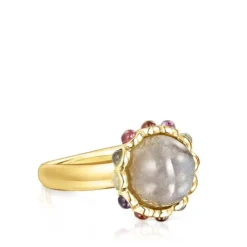 Silver vermeil Magic Nature Ring with labradorite and gemstones