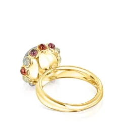 Silver vermeil Magic Nature Ring with labradorite and gemstones