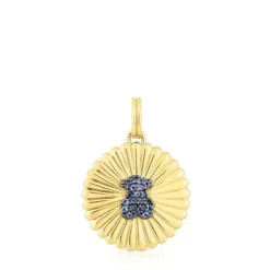 Silver vermeil Medallion with bear and iolite Iris Motif