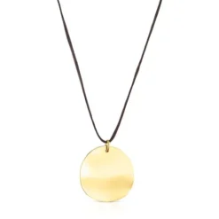 Silver Vermeil Nenufar petal Necklace with brown Cord