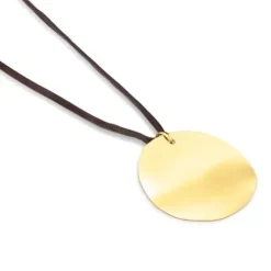 Silver Vermeil Nenufar petal Necklace with brown Cord