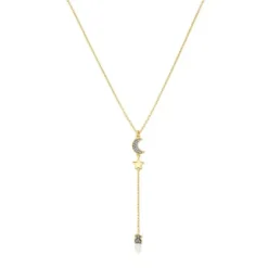 Silver Vermeil Nocturne Necklace with Diamond charms