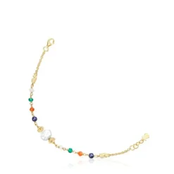 Silver vermeil Oceaan Color Bracelet with pearl and gemstones