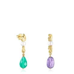 Silver Vermeil Oceaan Color Earrings with gemstones