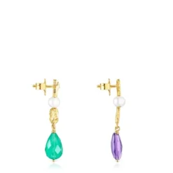 Silver Vermeil Oceaan Color Earrings with gemstones