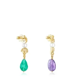 Silver Vermeil Oceaan Color Earrings with gemstones