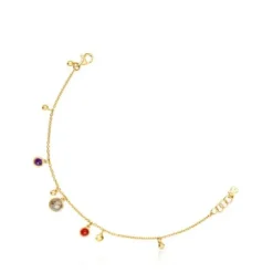 Silver vermeil Plump Charm bracelet with gemstones