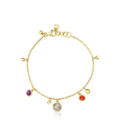 Silver vermeil Plump Charm bracelet with gemstones