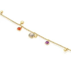 Silver vermeil Plump Charm bracelet with gemstones