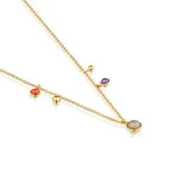 Silver vermeil Plump Charm necklace with gemstones