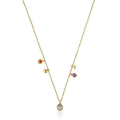 Silver vermeil Plump Charm necklace with gemstones
