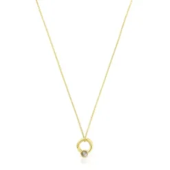 Silver vermeil Plump Ring charm necklace with labradorite