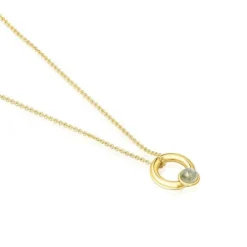 Silver vermeil Plump Ring charm necklace with labradorite