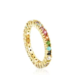 Silver Vermeil Straight Color Ring with Gemstones