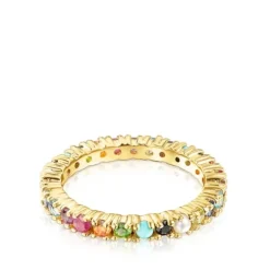 Silver Vermeil Straight Color Ring with Gemstones