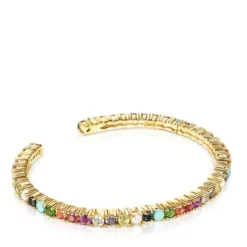 Silver Vermeil Straight Color Bracelet with Gemstones