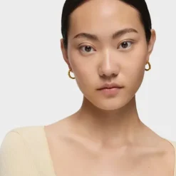 Silver vermeil Straight hoop Earrings