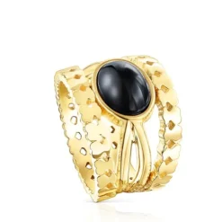 Silver Vermeil Straight Ring with Onyx