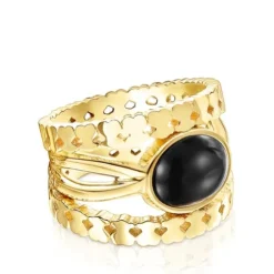 Silver Vermeil Straight Ring with Onyx