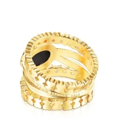 Silver Vermeil Straight Ring with Onyx