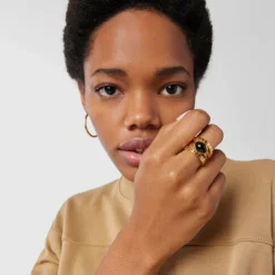 Silver Vermeil Straight Ring with Onyx