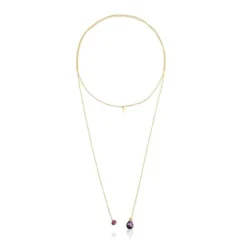 Silver vermeil Teddy Bear Gems open Necklace with pearl and ruby