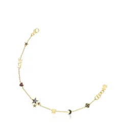 Silver Vermeil Teddy Bear Bracelet with Gemstones