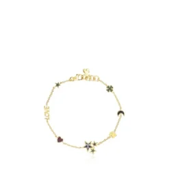 Silver Vermeil Teddy Bear Bracelet with Gemstones