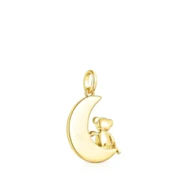 Silver Vermeil Teddy Bear moon-bear Pendant with Gemstones