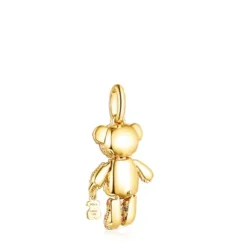 Silver Vermeil Teddy Bear Gems Pendant with Sapphires