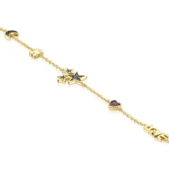 Silver Vermeil Teddy Bear Bracelet with Gemstones