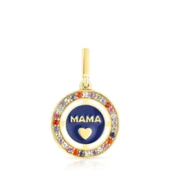 Silver vermeil TOUS Crossword Mama Mama pendant with gemstones and enamel