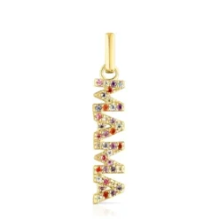 Silver vermeil TOUS Crossword Mama Mama pendant with gemstones