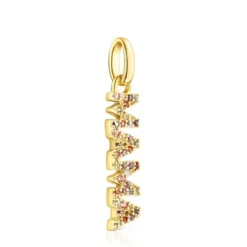 Silver vermeil TOUS Crossword Mama Mama pendant with gemstones