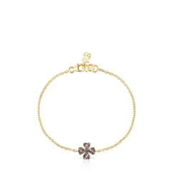 Silver Vermeil TOUS Good Vibes clover Bracelet with Gemstones